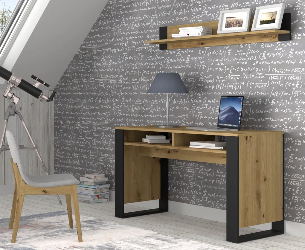 PC stolík Montana (dub artisan + čierna). Akcia -21%. Vlastná spoľahlivá doprava až k Vám domov. 1124956