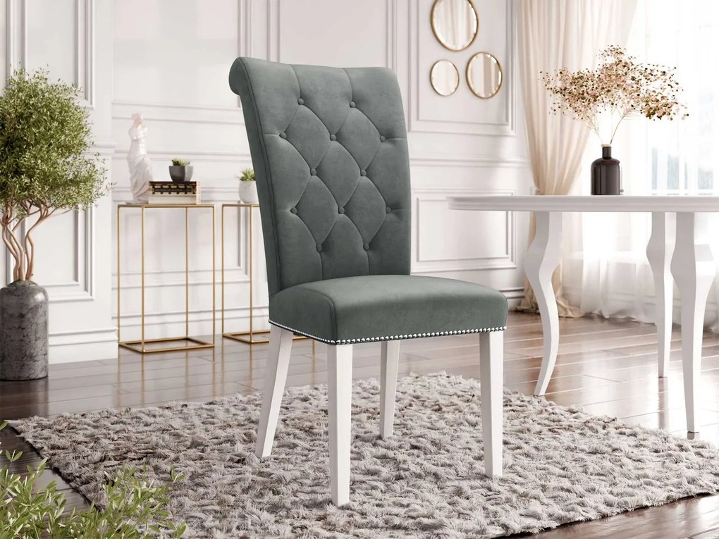 Čalúnená jedálenská stolička Piewik, Dostupné poťahy: Magic Velvet 2217, Farby nožičiek: čierna