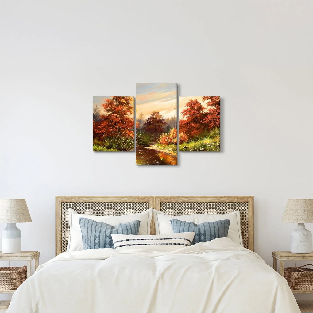 Obraz rieky v jesennej krajine, olejomaľba (90x60 cm)