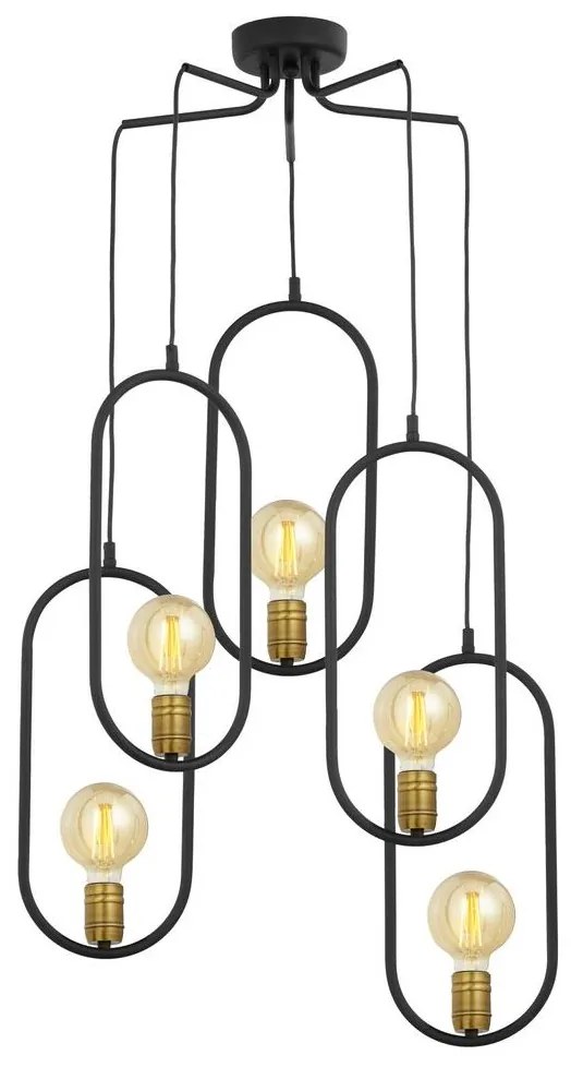 Jupiter 1819 - PI5 E27 - Luster na lanku PONTI 5xE14/40W/230V čierna