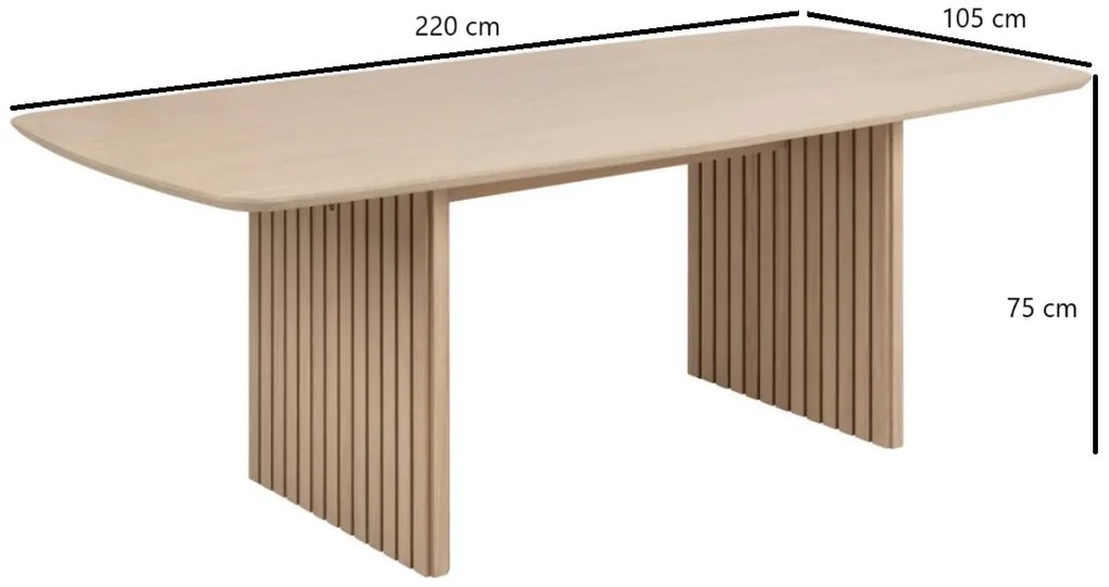Jedálenský stôl CHRISTO 220 cm bielený dub