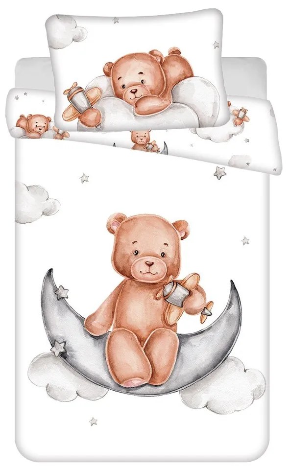 Bavlnené detské obliečky do postieľky 100x135 cm Medvedík "Plane" – Jerry Fabrics