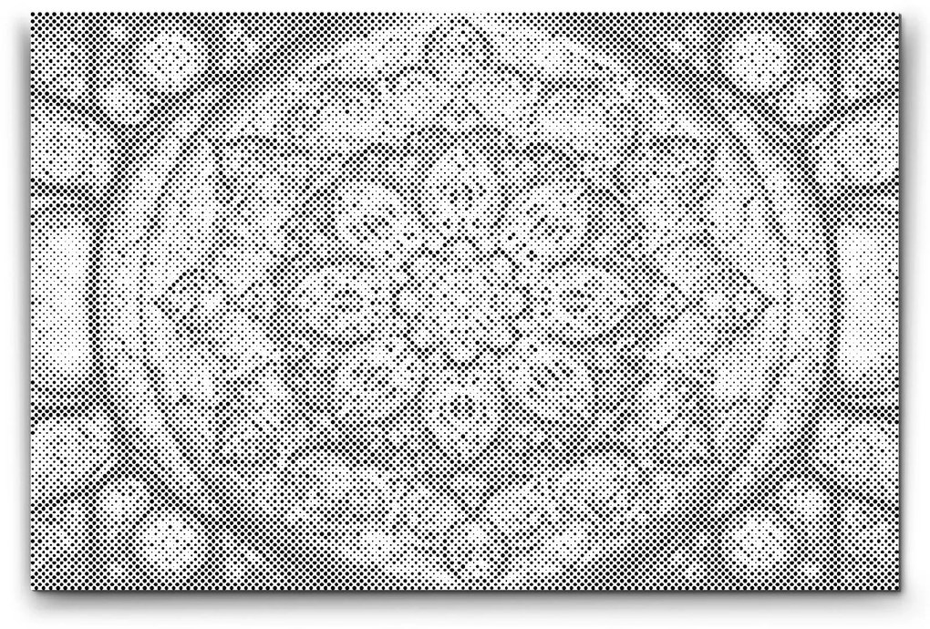 Gario Bodkovanie Mandala s kvetom uprostred Rozmery: 40 x 60 cm, Rámovanie: S vnútorným rámom, Farba bodiek: Čierna