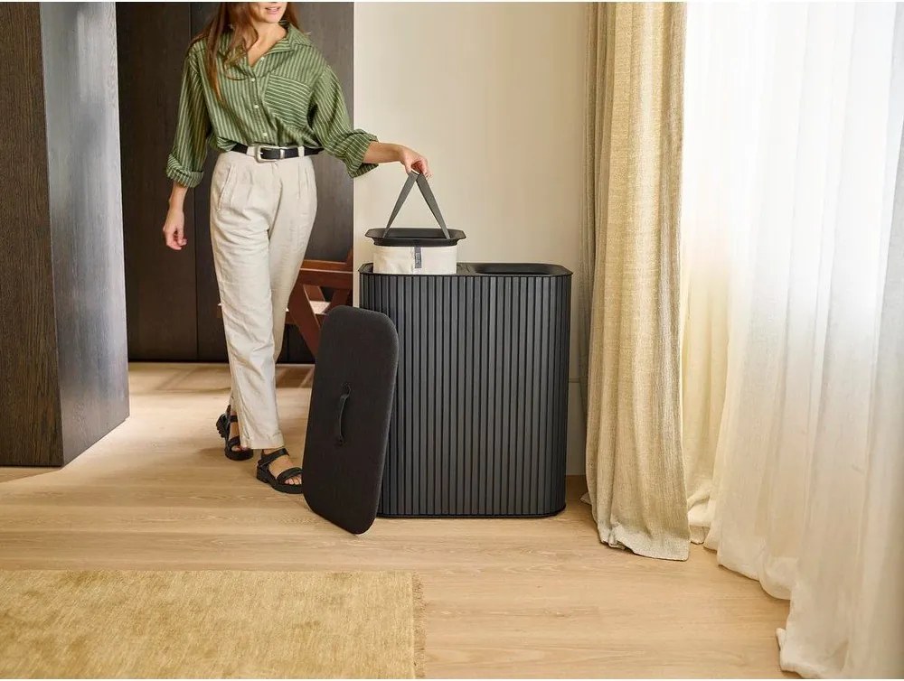 Čierny bambusový kôš na bielizeň 2x45 l Tota Luxe – Joseph Joseph