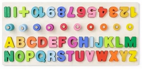 Woody Didaktická doštička s počítaním, písmenami a číslicami, 51 x 4 x 23,5 cm
