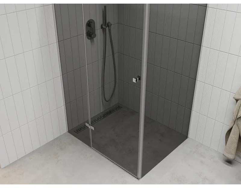 Mexen Roma, sprchovací kút 90 (dvere) x 70 (stena) cm, 6mm šedé sklo, chrómový profil, 854-090-070-01-40
