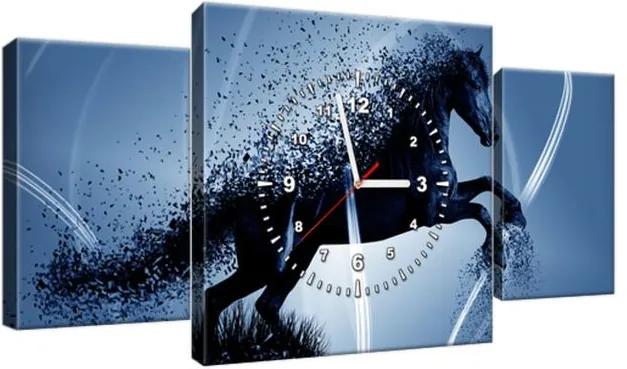Obraz s hodinami Modrý kôň – Jakub Banas 80x40cm ZP3574A_3AX