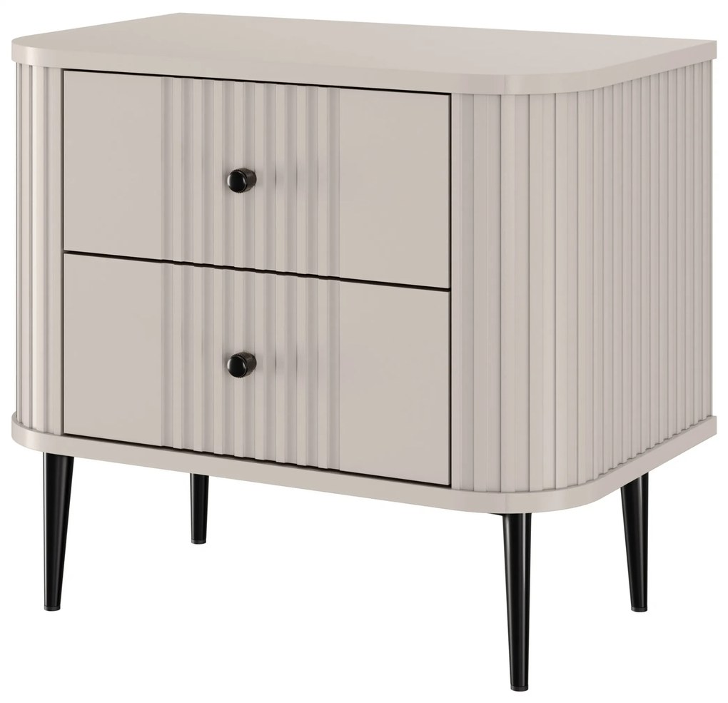 Nočné stolíky Vespera 56 cm - 2 ks - kašmírová / čierne nožičky