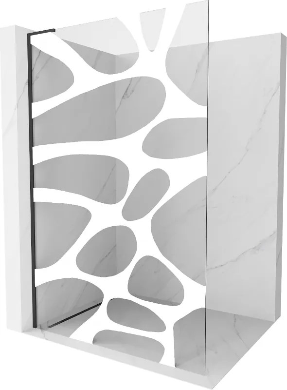 Mexen Kioto L sprchová zástěna Walk-in 90 x 200 cm, bílý vzor, černá - 800-090-103-70-97