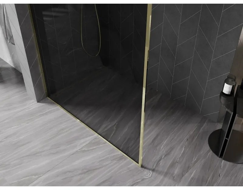 Mexen, Mexen Kioto-XF sprchová stena s rámom 50 x 202 cm, grafit 10 mm, zlatá - 800-050-104-50-40-X