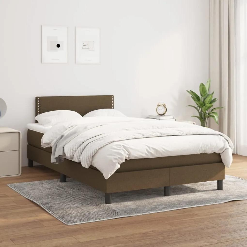 Boxspring posteľ s matracom tmavohnedá 120x200 cm látka 3139964