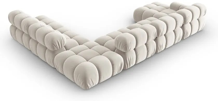 Béžová zamatová modulárna rohová pohovka (pravý roh/do tvaru "U") Bellis – Micadoni