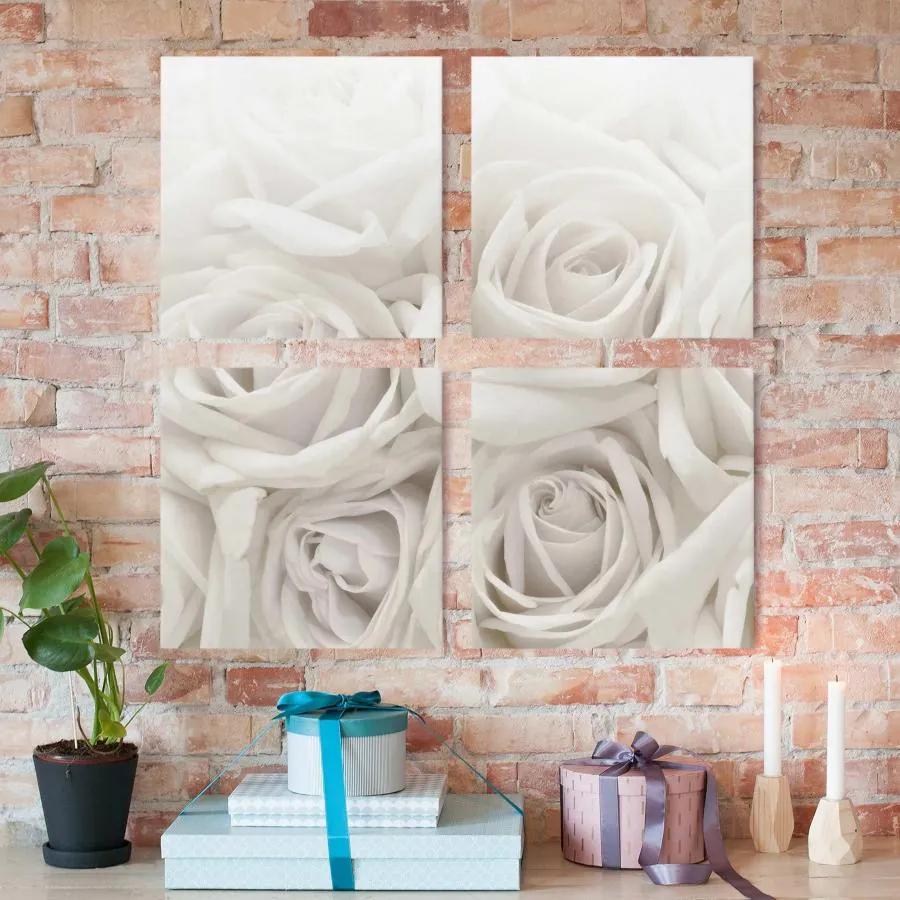 Manufakturer -  Štvordielny obraz Biele ruže