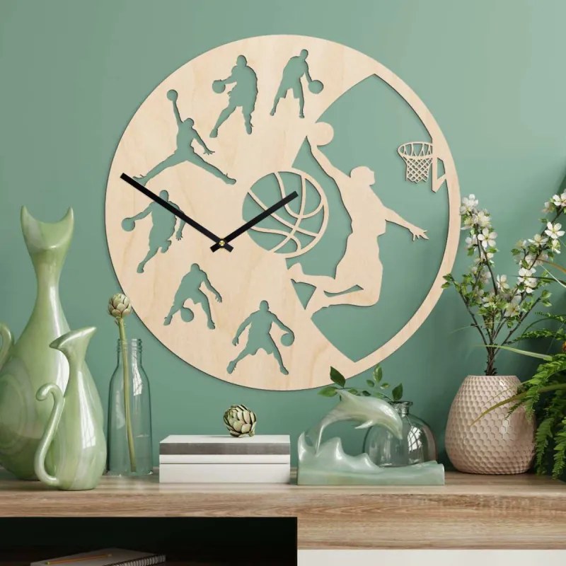 Basketbalové nástenné hodiny z dreva | SENTOP PR0449