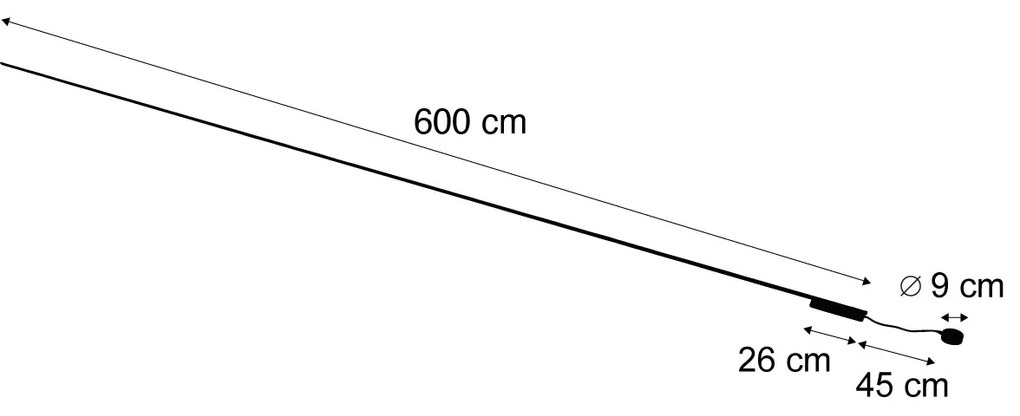 Moderný koľajnicový systém čierny 1-fázový 600 cm - Magnetic
