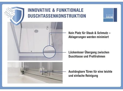 Sprchový box Aurlane Club 90 x 90 x 215 cm matná strieborná farba
