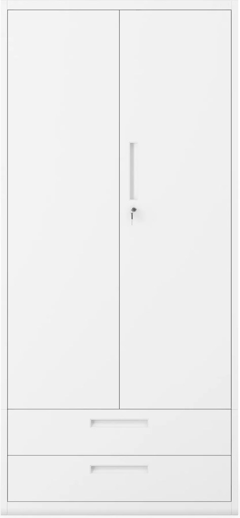 Modulárna kovová multifunkčná skriňa s dvoma zásuvkami biela MEGAN 1950 x 900 x 400 mm