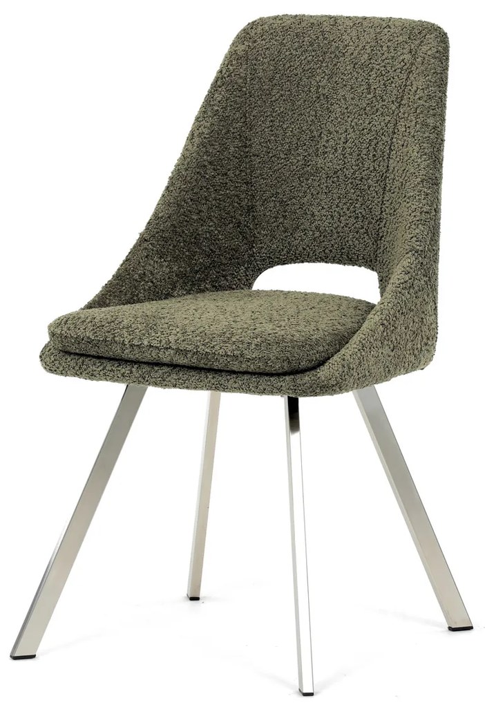 Autronic - Židle jídelní, zelená látka, kovové nohy, broušená nerez. - DCL-W1174 GRN2