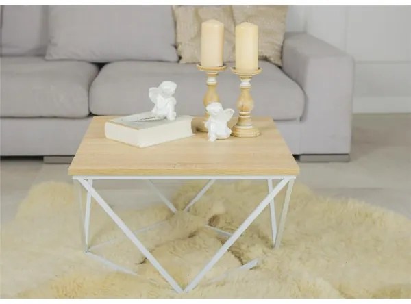 Konferenčný stolík CURVED 60x60 cm biela/béžová