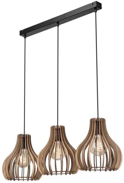 Luster na lanku TUCCI 3xE27/15W/230V dub/čierna