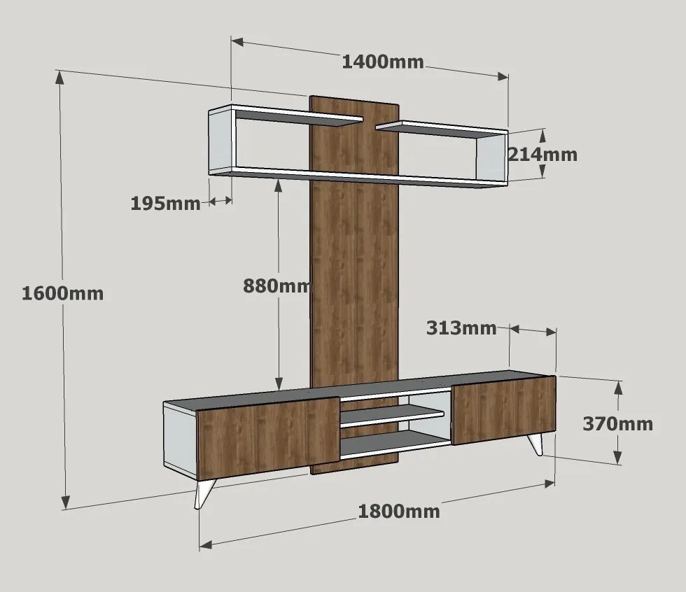 Obývacia stena Dem 180 cm hnedá/biela