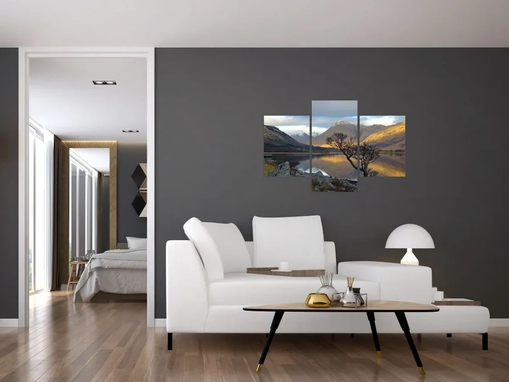 Obraz - Hory pri jazere (90x60 cm)