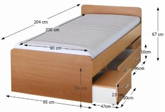 Jednolôžková posteľ 90 cm Dulce 80262 buk 22. Vlastná spoľahlivá doprava až k Vám domov. 751363