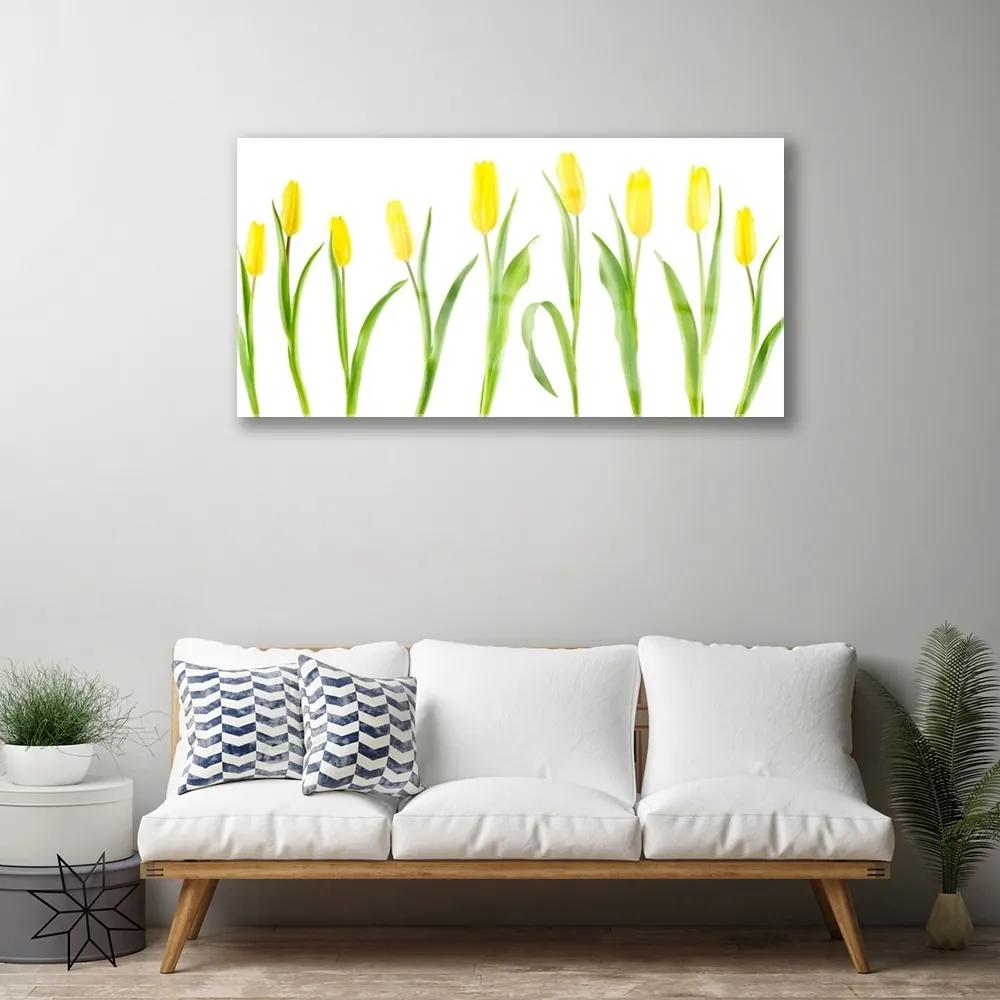Skleneny obraz Žlté tulipány kvety 140x70 cm