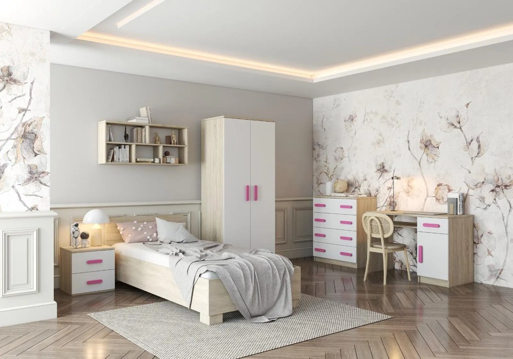 Písací stôl SCOUT - dub sonoma/biely (viac variant)