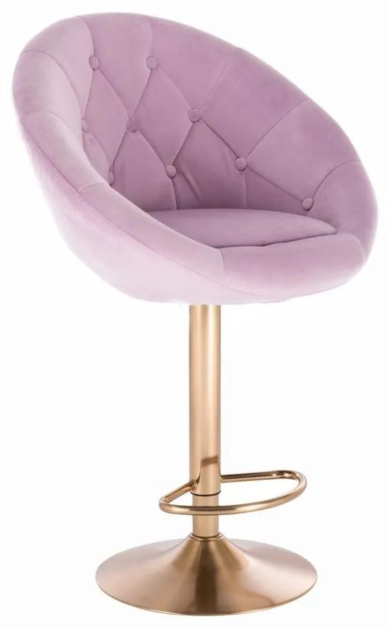 LuxuryForm Barová stolička VERA VELUR na zlatom tanieri - levanduľa