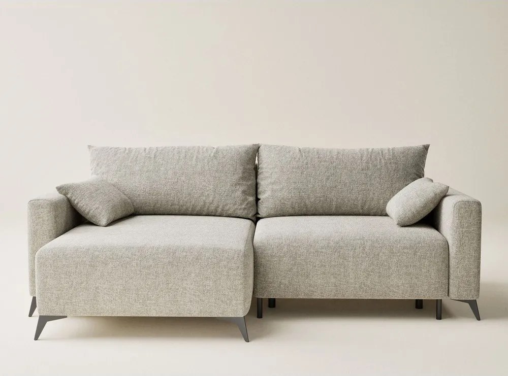 Béžová ženilková rozkladacia/s úložným priestorom rohová pohovka (ľavý roh/s leňoškou) Leon – Maison de Rêve