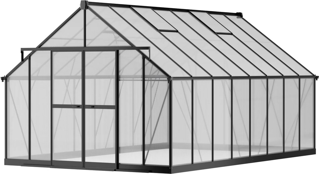 Skleník 245 x 305 x 488 cm, zosilnená konštrukcia, polykarbonát 6 mm