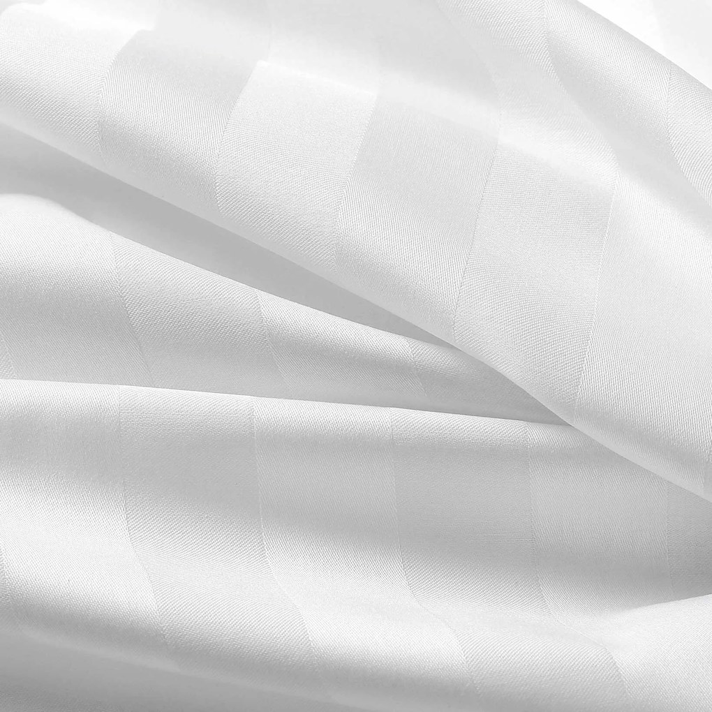 Goldea damašková napínacia plachta - biele prúžky so saténovým leskom 90 x 200 cm