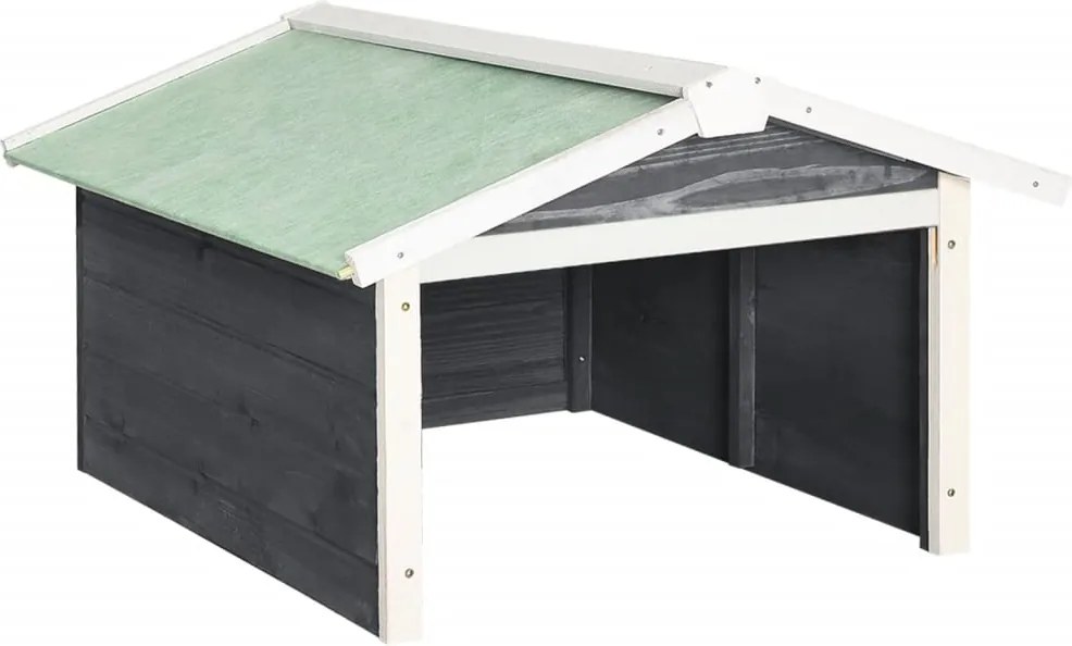 vidaXL Garáž na robotickú kosačku 72x87x50 cm sivo-biela jedľa