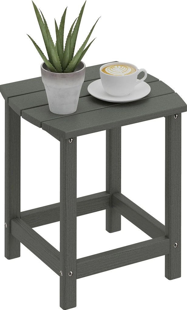 Outsunny terasový stolík 48 × 37 × 46 cm, vodeodolný HDPE, balkónový stolík, sivý | Aosom