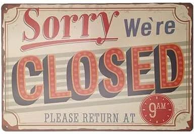 Ceduľa Sorry We are Closed