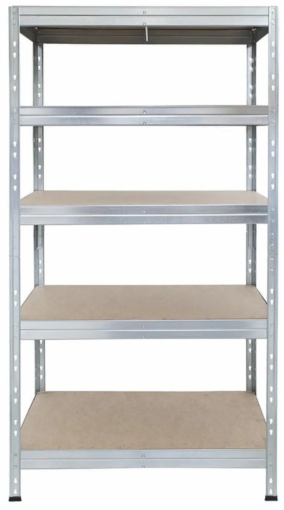 Bezskrutkový kovový regál RIVET, 180x90x45 cm, 5x HDF polica, zinok