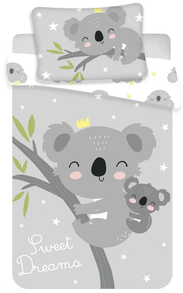 JJerry Fabrics Detské bavlnené obliečky do postieľky Koala sweet dreams baby, 100 x 135 cm, 40 x 60 cm 