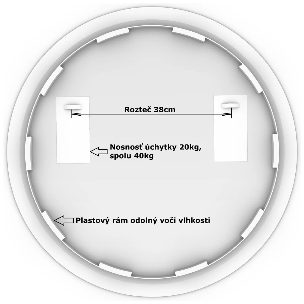 LED zrkadlo okrúhle Classico ⌀70cm studená biela - diaľkový ovládač Farba diaľkového ovládača: Biela