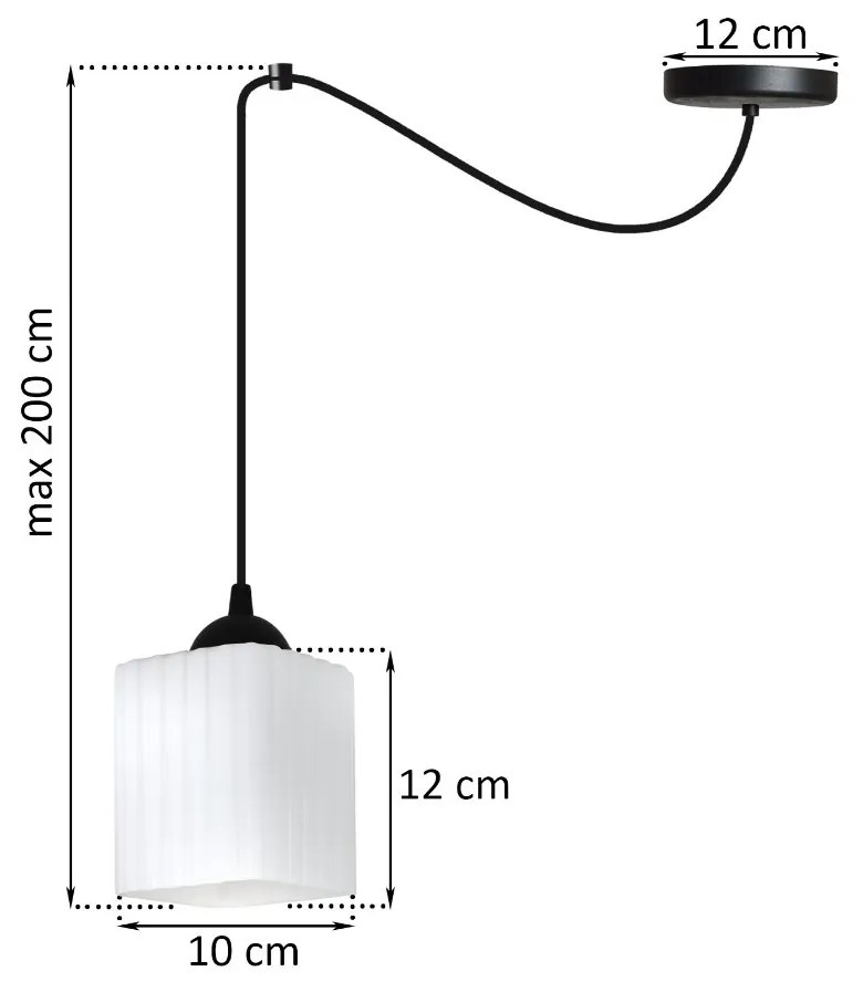 Závesné svietidlo Riffle Square Spider, 1x biele sklenené tienidlo, b
