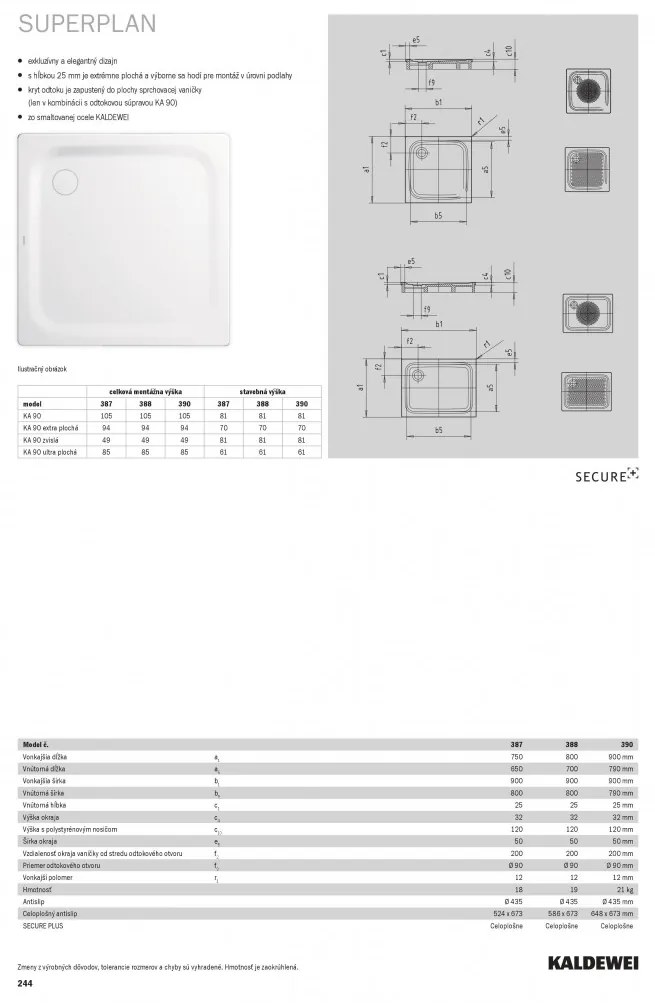 Kaldewei SUPERPLAN 387-2 75 x 90 cm 447748040001