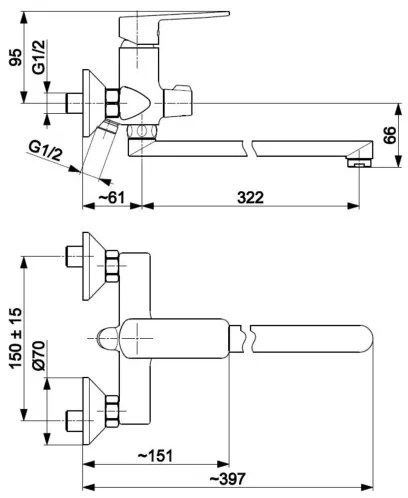 KFA Armatura 4428-715-00 - Vaňová sada s batériou AGAT lesklý chróm