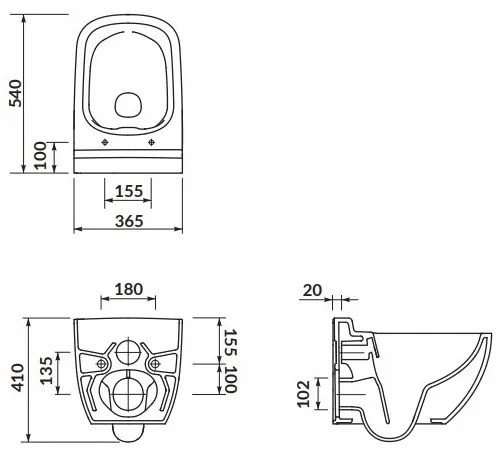 Cersanit, závesné wc Caspia CleanOn bez sedátka, biela, K11-0233