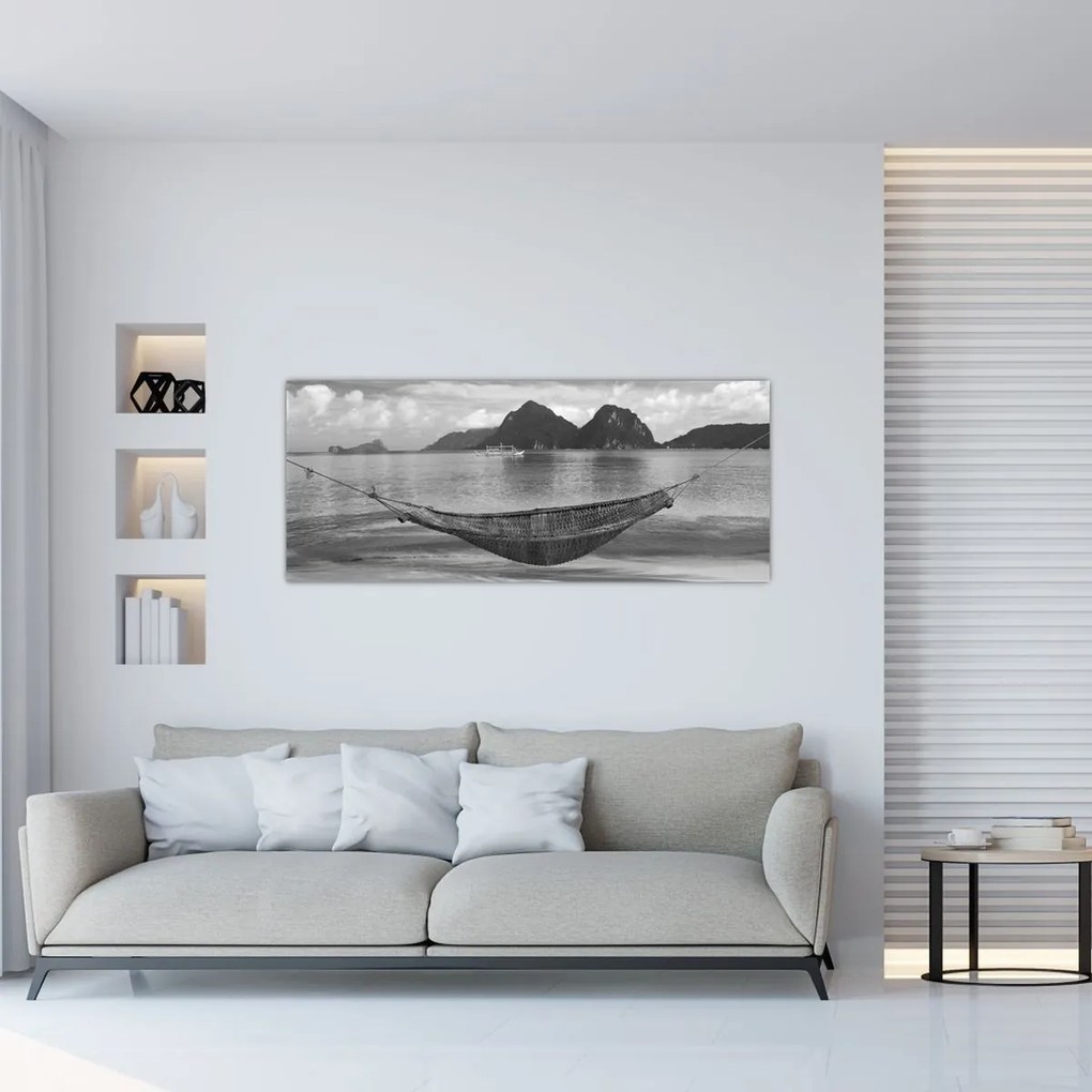 Obraz - Hojdacia sieť na pláži (120x50 cm)