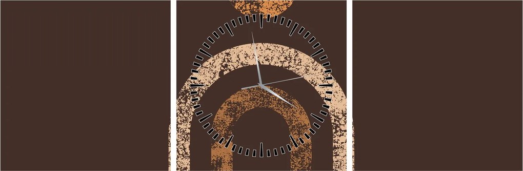 Obraz - Oranžové oblúky N⁰1 (s hodinami) (90x30 cm)
