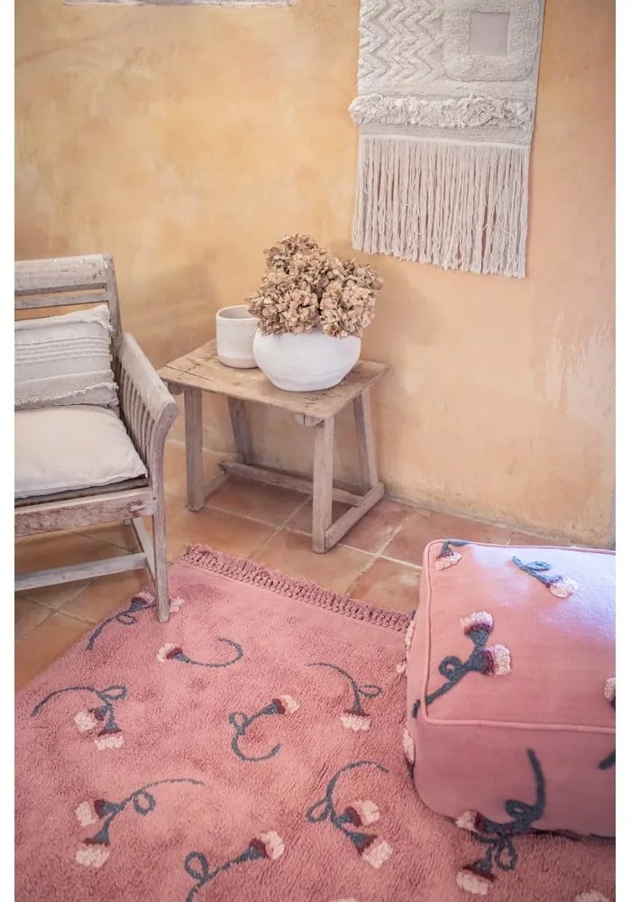Ružový prateľný ručne tkaný bavlnený detský koberec 140x210 cm English Garden Ash Rose – Lorena Canals
