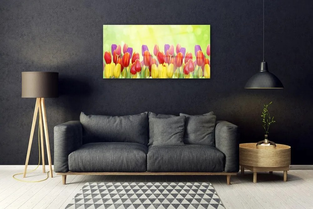 Skleneny obraz Tulipány kvety rastlina 100x50 cm 2 Prívesky