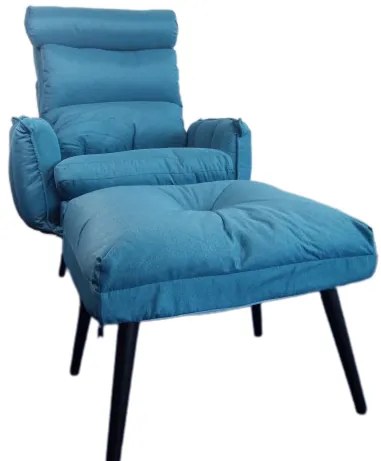 Kreslo ušiak Dody modré s taburetkou