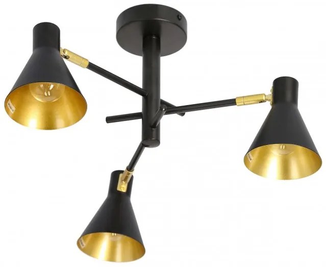 Candellux Čierno-zlatý závesný luster Less pre žiarovku 3x E14 33-70975