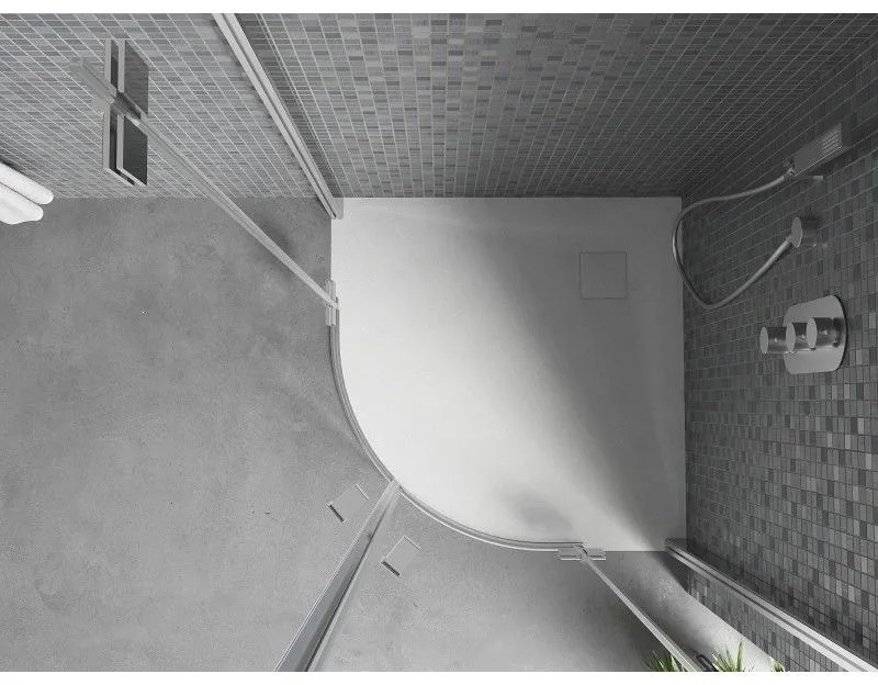 Mexen Bert, SMC štvrťkruhová sprchová vanička 90 x 90 cm, biela, 4KR109090